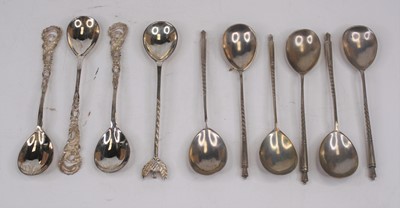 Lot 299 - A set of six continental silver teaspoons,...