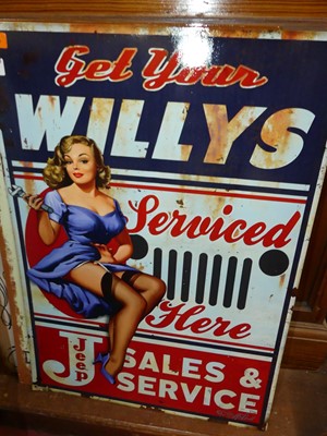 Lot 1142 - A modern printed metal wall sign stating Jeep...