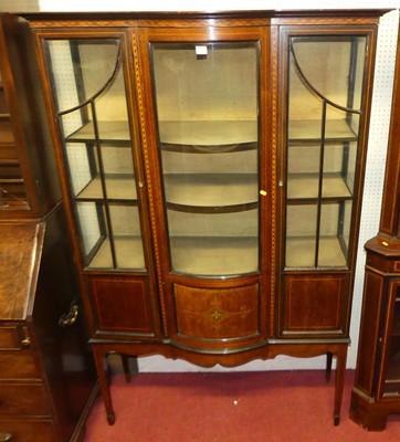 Lot 1161 - An Edwardian mahogany chequer inlaid and...