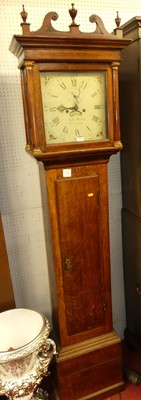 Lot 1163 - A circa 1800 provincial oak longcase clock,...