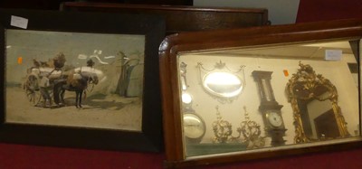 Lot 1169 - A stained pine hanging bottle shelf; together...