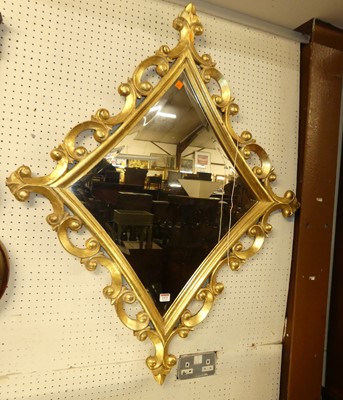 Lot 1173 - A contemporary giltwood lozenge shaped...