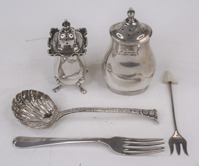 Lot 316 - A George V silver pepper, of oval baluster...