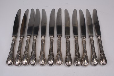Lot 327 - A set of 12 continental silver handled...