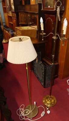 Lot 1224 - A gilt brass three-branch floor light, having...