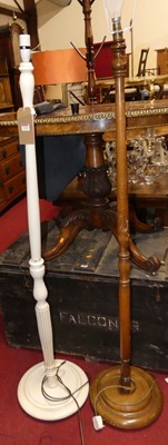 Lot 1238 - A white painted turned standard lamp, together...