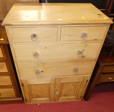 Lot 1253 - A Victorian pine side chest, having two short...
