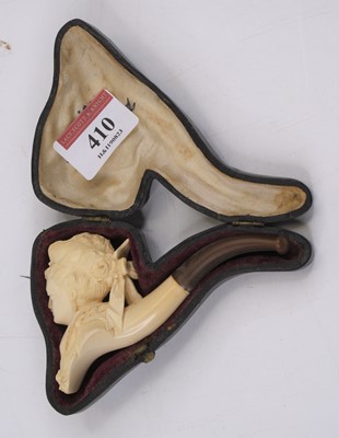 Lot 410 - A 19th century Meerschaum pipe, the bowl in...
