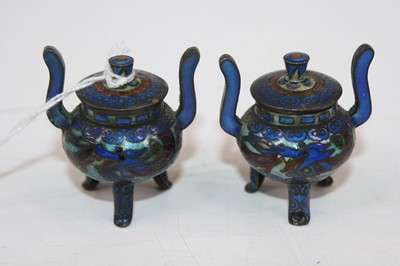 Lot 416 - A pair of Chinese miniature cloisonne enamel...