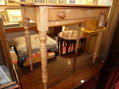 Lot 1273 - A Victorian pine single drawer side table...