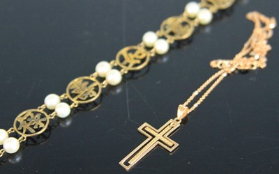 Lot 347 - A modern 18ct rose gold finelink neck chain,...