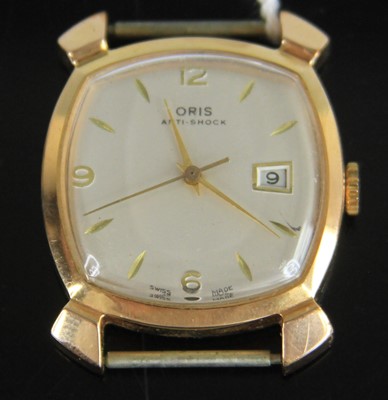 Lot 349 - An Oris gent's gold plated anti-shock manual...