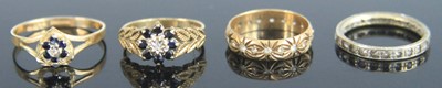 Lot 353 - A 9ct gold, sapphire and diamond point set...