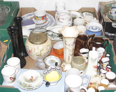 Lot 630 - Two boxes of mixed glassware and chinaware to...