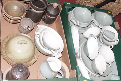 Lot 610 - Two boxes of ceramics, to include a Poole...