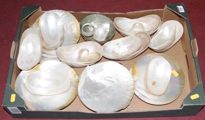 Lot 608 - A collection of mother of pearl table wares