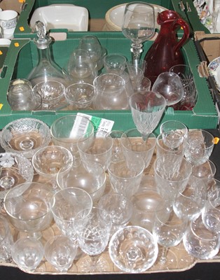 Lot 582 - Two boxes of glassware, to include a ruby...