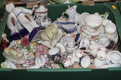 Lot 581 - Two boxes of mixed ceramics, to include a pair...