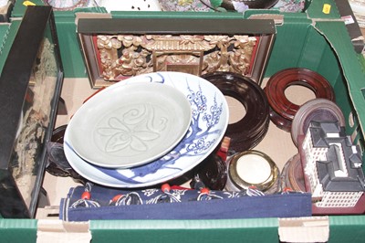Lot 580 - Two boxes of mixed Asian items, to include...