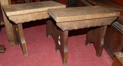 Lot 1313 - A pair of oak milking stools, of plain planked...