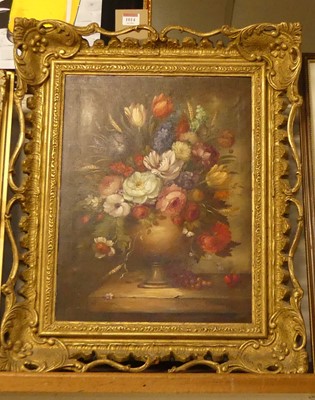 Lot 1014 - E.M. Ball - Still life with flowers in a vase...