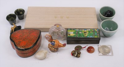 Lot 445 - An oriental enamelled copper box, enamelled in...