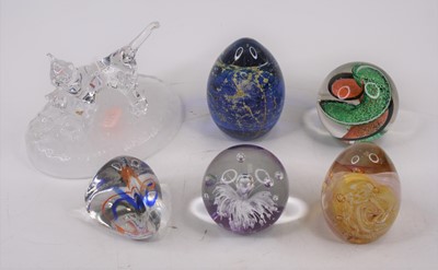 Lot 486 - A collection of five coloured glass...