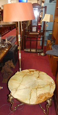 Lot 1340 - A 1980s onyx topped and floral gilt metal...