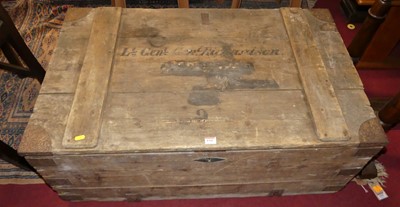 Lot 1342 - An early 20th century planked pine and metal...