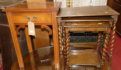 Lot 1355 - A reproduction yew wood single drawer lamp...