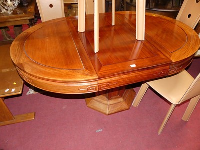 Lot 1360 - A contemporary Chinese hardwood D-end...