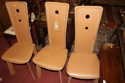 Lot 1361 - A set of six contemporary stitched tan leather...