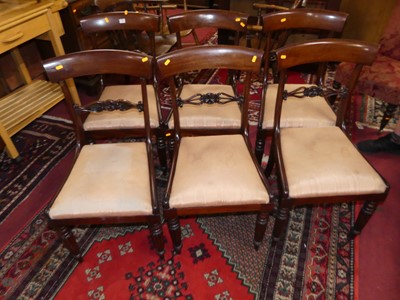 Lot 1382 - A set of six 19th century mahogany barback...