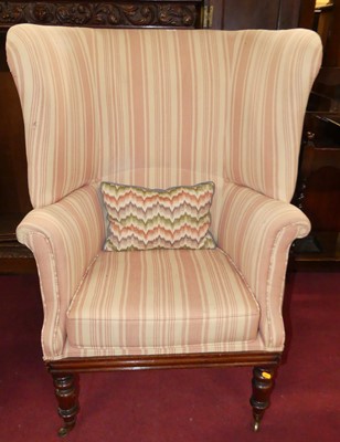 Lot 1388 - A mid-Victorian mahogany framed and striped...