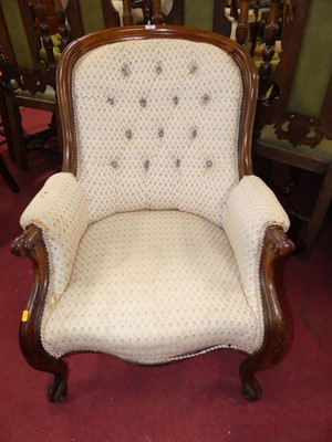 Lot 1389 - A mid-Victorian mahogany framed spoonback...