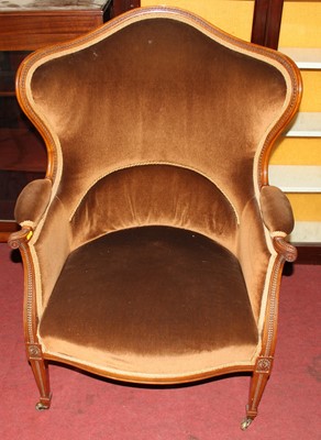 Lot 1406 - A circa 1900 walnut framed and brown draylon...