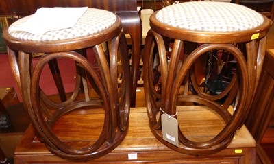 Lot 1427 - A pair of bentwood circular stools having...