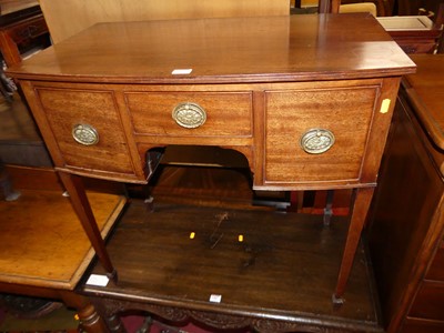 Lot 1472 - A circa 1900 mahogany bowfront three drawer...