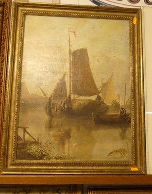 Lot 1027 - Circa 1900 continental school - Dutch barges,...
