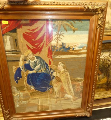 Lot 1028 - A circa 1900 framed woolwork by Agnes Eliza...