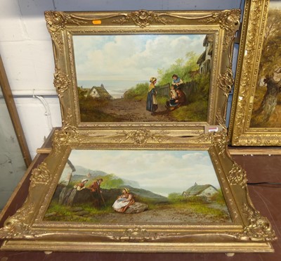 Lot 1031 - Pair -19th century English school - Fisherfolk...