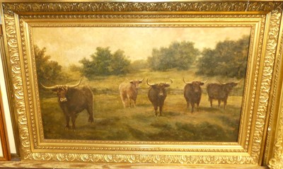 Lot 1045 - Circa 1900 school - study of highland cattle...