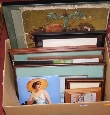 Lot 1084 - A box of assorted pictures, prints, etc