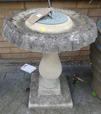 Lot 1502 - A reconstituted stone pedestal sundial, h.68cm