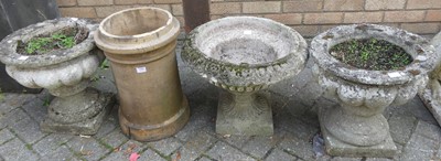 Lot 1506 - A pair of reconstituted stone squat pedestal...