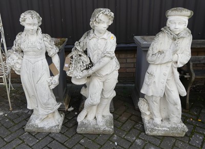 Lot 1510 - A set of three white painted reconstituted...