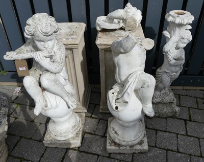 Lot 1515 - A pair of white painted reconstituted stone...