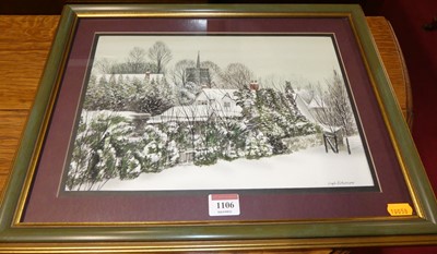 Lot 1106 - Hugh Robinson - A Village Scene in Winter,...
