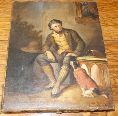 Lot 1124 - 19th century school - Huntsman with attendant...