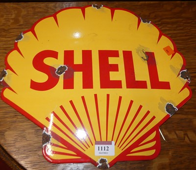 Lot 1112 - A convex enamel advertising sign for Shell,...